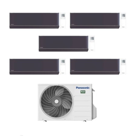 Panasonic Climatizzatore Penta Split Etherea Dark 9+12+12+12+12 con CU-5Z90TBE Inverter R-32 Wi-Fi Classe A++