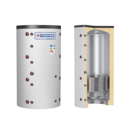 Cordivari Termoaccumulatore Puffer 1 VC  750 L con 1 Scambiatore Fisso a Coibentazione Morbida Smontabile