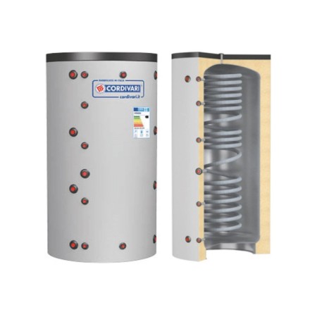 Cordivari Termoaccumulatore in Acciaio Eco Combi 1 VB 1250 L con 1 Scambiatore Corrugato a Coibentazione Rigida