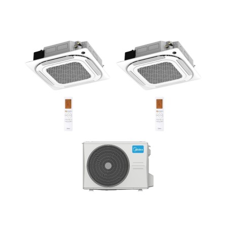 Midea Climatizzatore a Cassetta 4 Vie Dual Split MCA4U 12+12 con M3OG-21HFN8-Q Inverter R 32 Wi-Fi Optional Classe A++