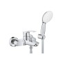 Grohe Eurosmart Set Miscelatore Monocomando Cromo Metallo Vasca Doccia + Manopola + Supporto a Parete + Flessibile - 25276003