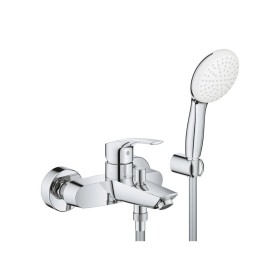 Grohe Eurosmart Set Miscelatore Monocomando Cromo Metallo Vasca Doccia + Manopola + Supporto a Parete + Flessibile - 25276003