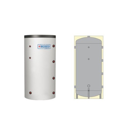 Cordivari Volano Termico BS per Pompa di Calore 300 L– PVC Grigio, 6 Connessioni Interne