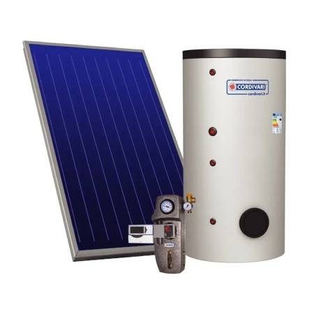 Cordivari Sistema Solare Eco Basic B2 a Circolazione Forzata 200 L 2,50 mq con Stuttura per Tetto Piano