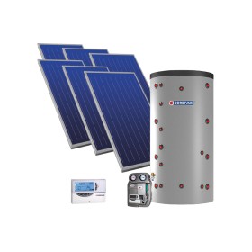 Cordivari Sistema Solare Eco Basic Habitat Combi 2 a Circolazione Forzata 1000 L 15,00 mq con Stuttura per Tetto Piano