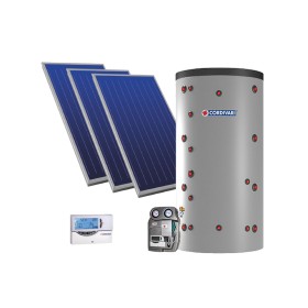Cordivari Sistema Solare Eco Basic Habitat Combi 3 a Circolazione Forzata 500 L 7,50 mq con Stuttura per Tetto Piano
