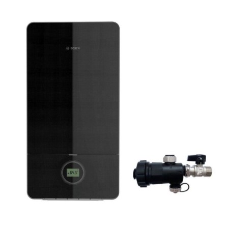 Bosch Caldaia a Condensazione Condens 7000i W 24 kW GC7000iW 24 BC Nera Met/Gpl-Kit Scarico Fumi-Defangatore In Omaggio