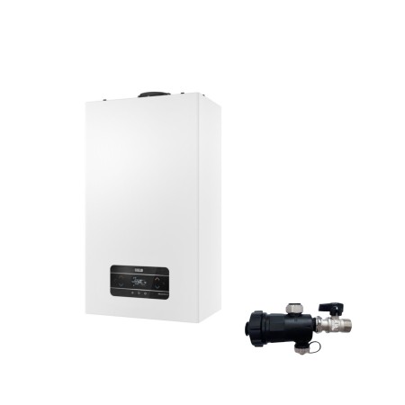 Riello Caldaia a Condensazione Residence HM 25 Kis LowNox 25 kW Metano Completa Di Kit Fumi con Defangatore Omaggio