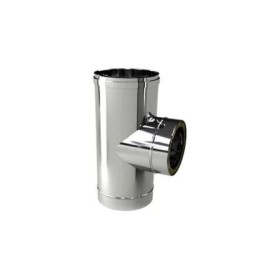Raccordo a T 90° per Doppia Parete in Acciaio Inox Ø 80/130 mm per Canne Fumarie
