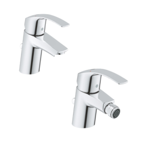Grohe Eurosmart Set Miscelatori Rubinetto Monocomando StarLight Cromo in Metallo per Lavabo e Bidet
