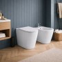 Azzurra Ceramica Coppia Sanitari WC da Terra e Bidet Collezione Build Ceramica Bianca con Sedile Incluso