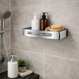 Gedy Portaoggetti Rettangolare per Doccia in Acciaio Inox Cromo Linea Nerva