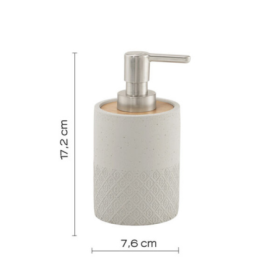 Gedy Dosasapone in Cemento Grigio e Bambù Linea Afrodite con Erogatore in Plastica Nichel Spazzolato