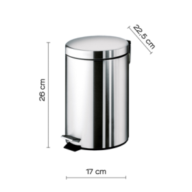 Gedy Cestino Portarifiuti in Acciaio Inox 3 Litri Linea Argenta