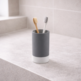 Gedy Portaspazzolini in Ceramica Grigio Linea New Mizar