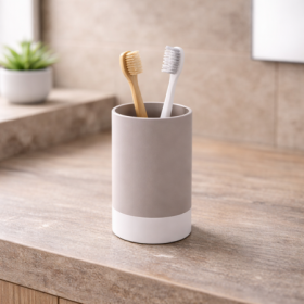 Gedy Portaspazzolini in Ceramica Tortora Linea New Mizar