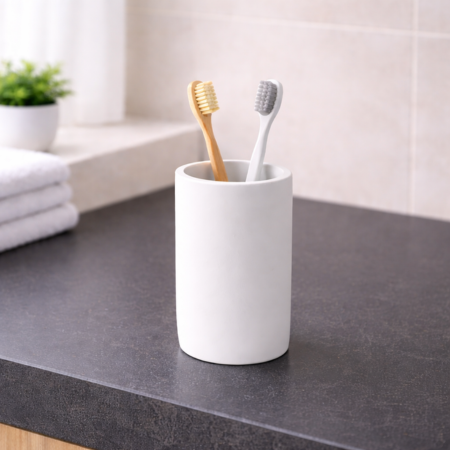 Gedy Portaspazzolini in Resina Bianco Matt Linea Ylenia