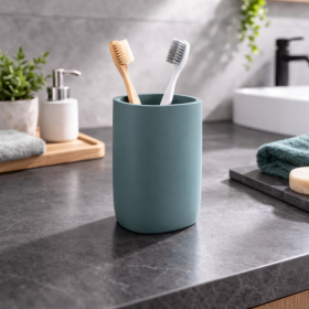 Gedy Portaspazzolini in Resina Azzurro Polvere Matt Linea Ylenia