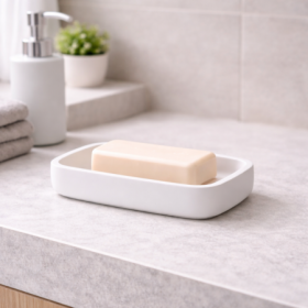Gedy Porta Sapone in Resina Bianco Matt Linea Ylenia