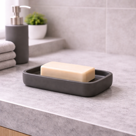 Gedy Porta Sapone in Resina Gun Metal Matt Linea Ylenia