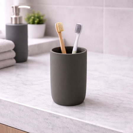 Gedy Portaspazzolini in Resina Gun Metal Matt Linea Ylenia