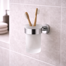 Gedy Porta Spazzolini in Vetro Satinato Cromato Linea Pirenei