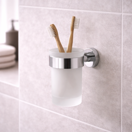 Gedy Porta Spazzolini in Vetro Satinato Cromato Linea Pirenei