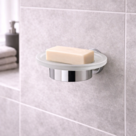 Gedy Porta Sapone in Vetro Satinato Cromato Linea Pirenei