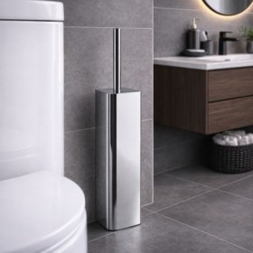 Gedy Porta Scopino in Acciaio Inox Cromato e Ciuffo in Setole Linea Tonga