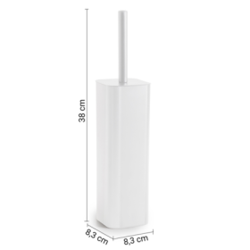 Gedy Porta Scopino in Acciaio Inox Bianco Matt e Ciuffo in Setole Linea Tonga