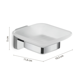 Gedy Porta Sapone in Vetro Satinato e Acciaio Inox Cromato Linea Tonga