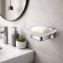 Gedy Porta Sapone in Vetro Satinato e Acciaio Inox Cromato Linea Tonga