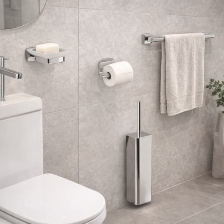 Gedy Set 4 Accessori Bagno Tonga Vetro Satinato Acciaio Inox | Megaclima.it