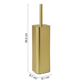 Gedy Porta Scopino in Acciaio Inox Oro Matt e Ciuffo in Setole Linea Tonga