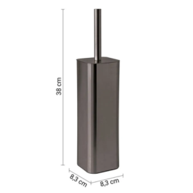 Gedy Porta Scopino in Acciaio Inox Gun Metal e Ciuffo in Setole Linea Tonga