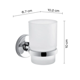 Gedy Porta Spazzolino in Vetro Satinato e Acciaio Inox Cromato Linea Felce