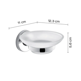 Gedy Porta Sapone in Vetro Satinato e Acciaio Inox Cromato Linea Felce
