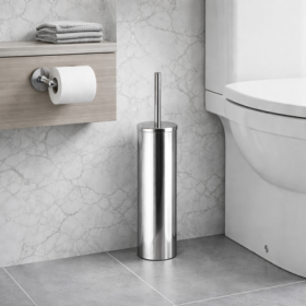 Gedy Portascopino da Appoggio in Acciaio Inox Cromato Linea Felce