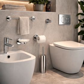 Gedy Set 4 Accessori a Muro in Acciaio Inox Cromato Linea Felce