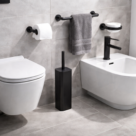 Gedy Portascopino d'appoggio in Acciaio Inox Nero Matt Linea Jack
