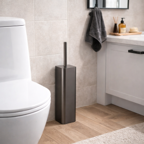 Gedy Portascopino d'appoggio in Acciaio Inox Gun Metal Linea Jack
