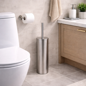 Gedy Portascopino d'appoggio in Acciaio Inox Spazzolato Linea Flip