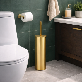 Gedy Portascopino d'appoggio in Acciaio Inox Oro Matt Linea Flip