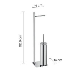 Gedy Piantana Portarotolo e Scopino in Acciaio Inox Cromato Linea Trilly