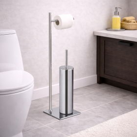 Gedy Piantana Portarotolo e Scopino Acciaio Inox Cromato Trilly | Megaclima.it