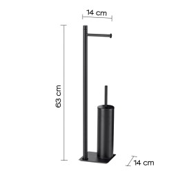 Gedy Piantana Portarotolo e Scopino in Acciaio Inox Nero Matt Linea Trilly