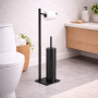 Gedy Piantana Portarotolo e Scopino in Acciaio Inox Nero Matt Linea Trilly