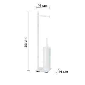 Gedy Piantana Portarotolo e Scopino in Acciaio Inox Bianco Matt Linea Trilly