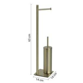 Gedy Piantana Portarotolo e Scopino in Acciaio Inox Oro Spazzolato Linea Trilly