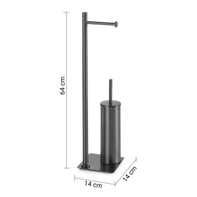 Gedy Piantana Portarotolo e Scopino in Acciaio Inox Gun Metal Linea Trilly